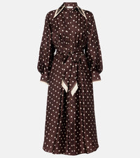 Zimmermann Polka-dot belted silk shirt dress