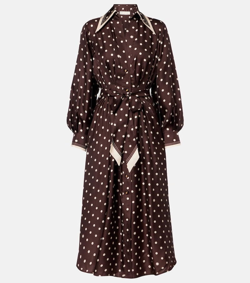 Zimmermann Polka-dot belted silk shirt dress