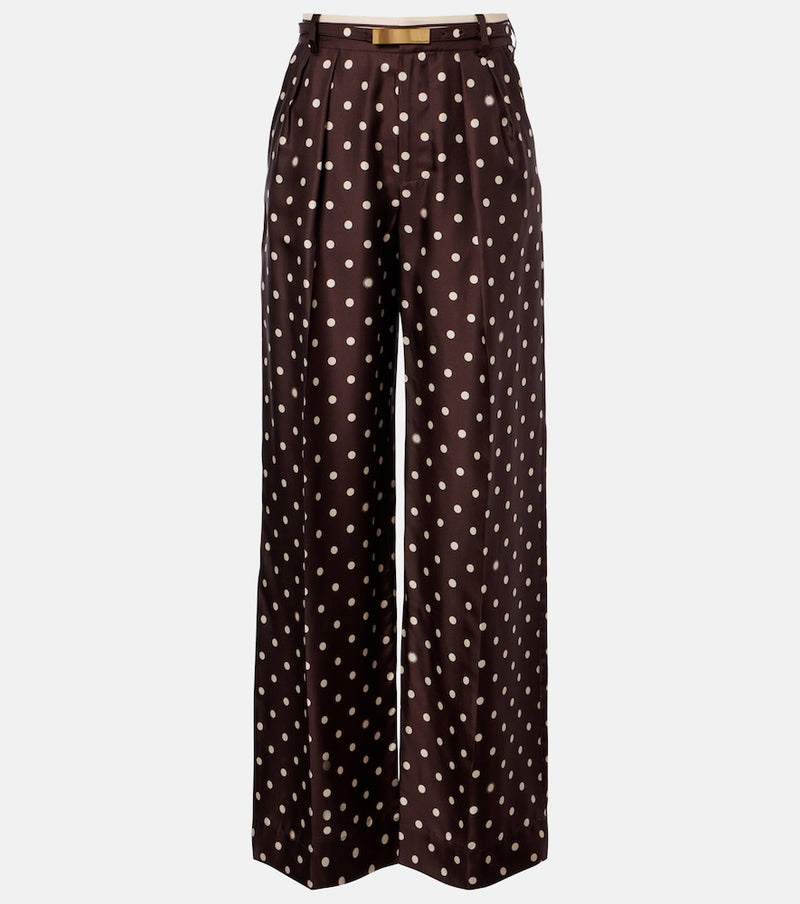 Zimmermann Polka-dot silk satin wide-leg pants