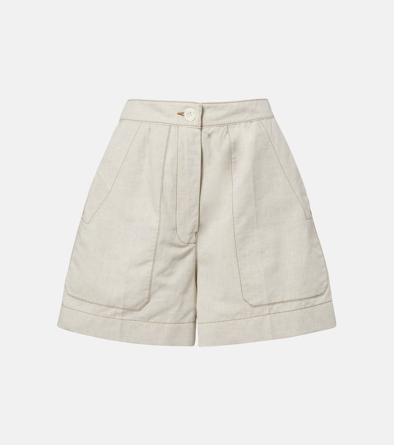 Prada Cotton and linen chambray shorts