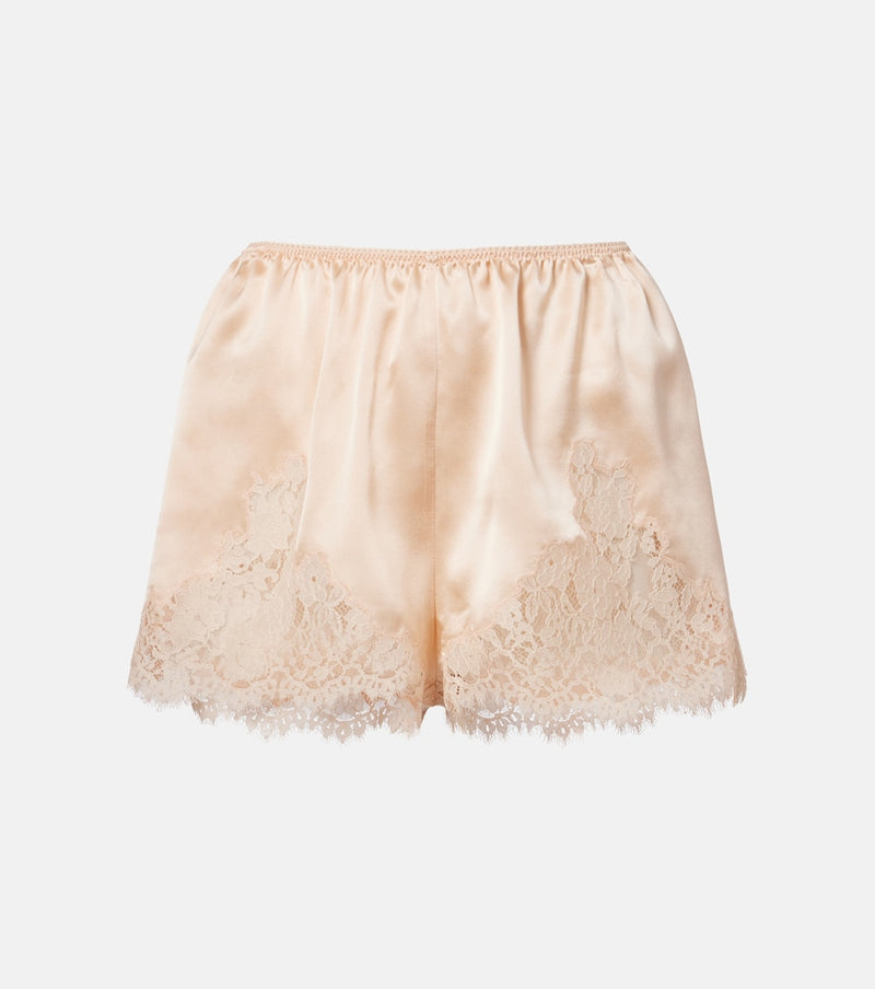 Doen Iona lace-trimmed silk shorts