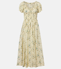 Doen Ashlynn gathered floral cotton midi dress