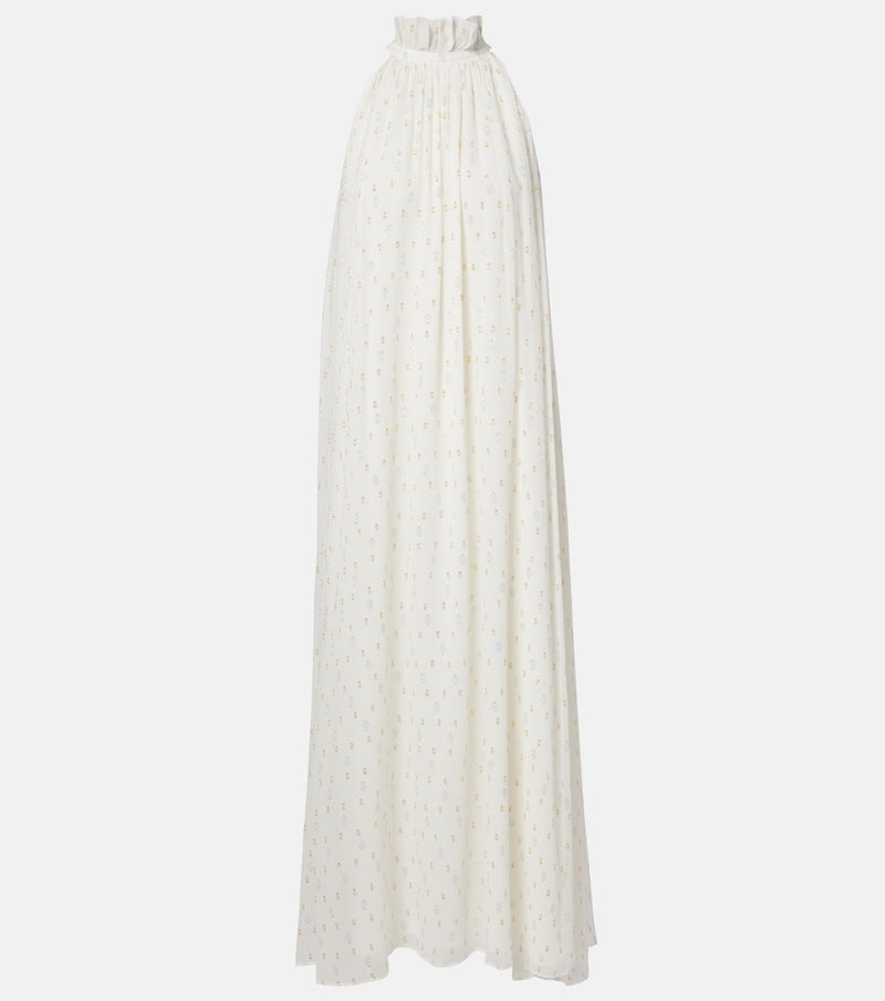 Xu Zhi Polka-dot silk-blend maxi dress