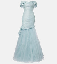 Marmar Halim Pleated off-shoulder bustier gown