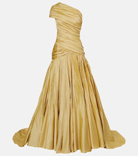 Marmar Halim Draped one-shoulder taffeta gown