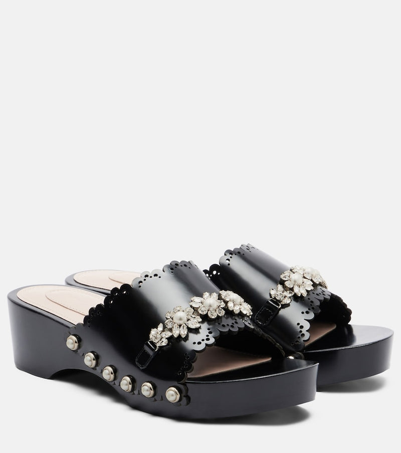 Simone Rocha Embellished leather clogs