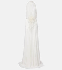 David Koma Draped floral-applique gown