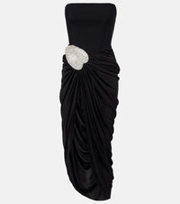 David Koma Embellished draped wool-blend corset dress