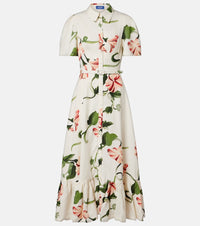 Leo Lin Becca belted floral linen-blend shirt dress