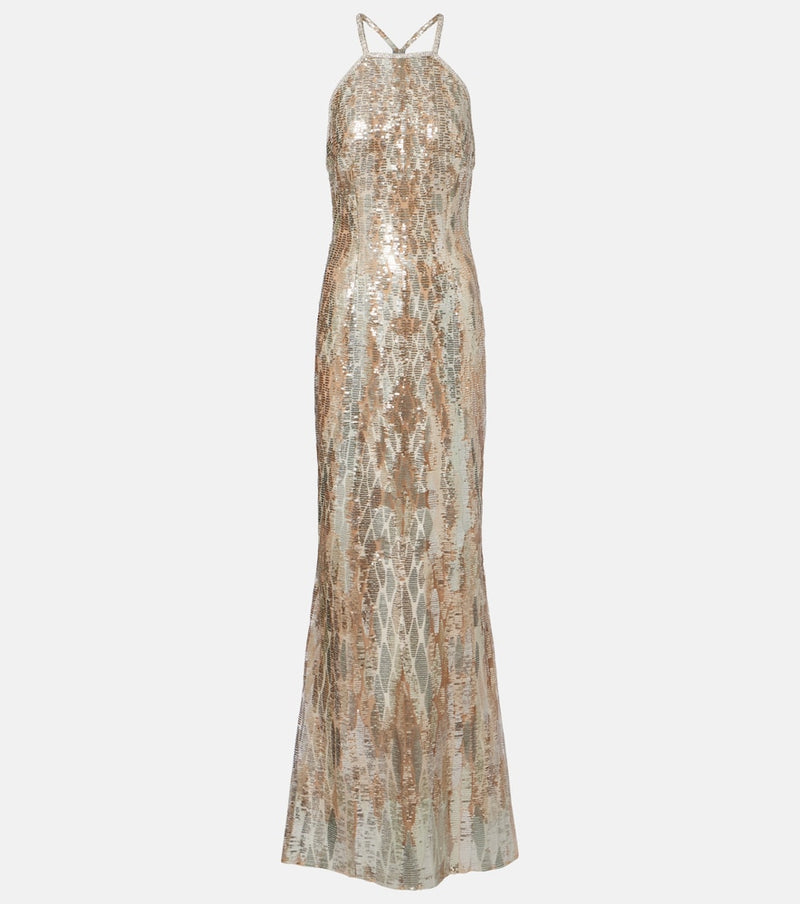 Elie Saab Sequined silk-blend gown