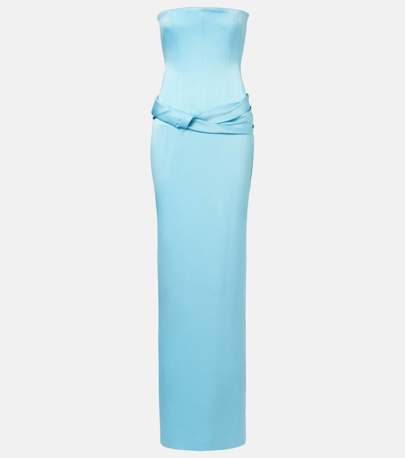Alex Perry Crepe satin bustier gown in Aqua