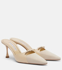 Manolo Blahnik Tapidpla leather and suede mules