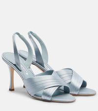 Manolo Blahnik Viera 90 satin slingback sandals