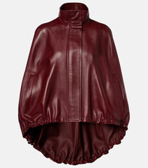 Balenciaga Asymmetric gathered leather cape