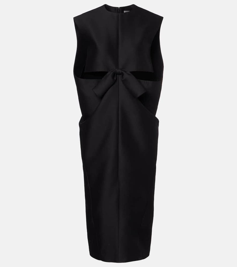 Balenciaga Cutout Crepe Satin Midi Dress Black
