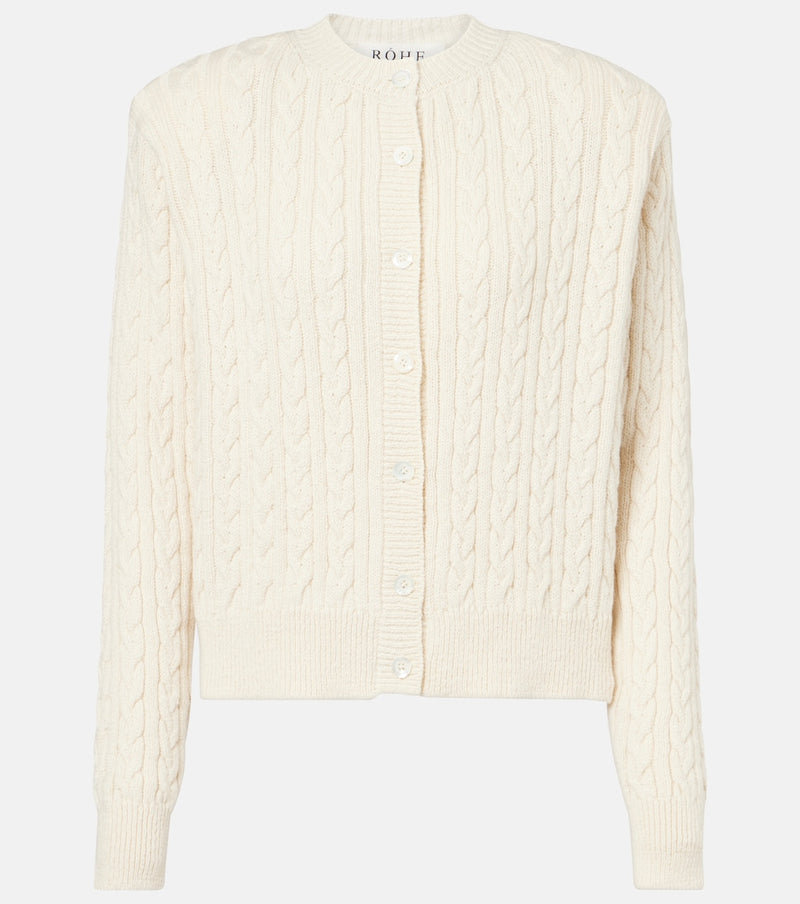 Róhe Cable-knit cotton and wool cardigan in Cream