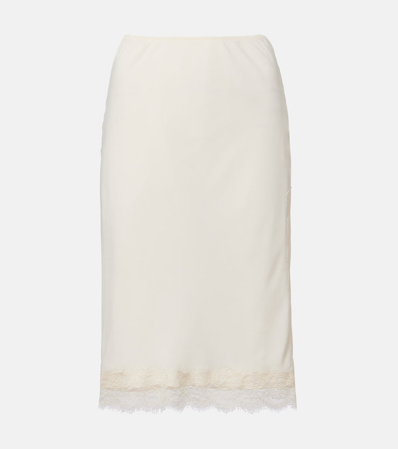 Róhe Lace-trimmed satin slip skirt in Off White