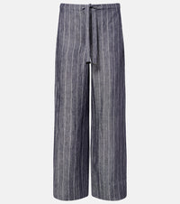 S Max Mara Cresta pinstripe linen wide-leg pants