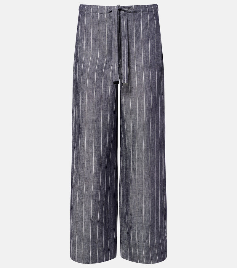 S Max Mara Cresta pinstripe linen wide-leg pants