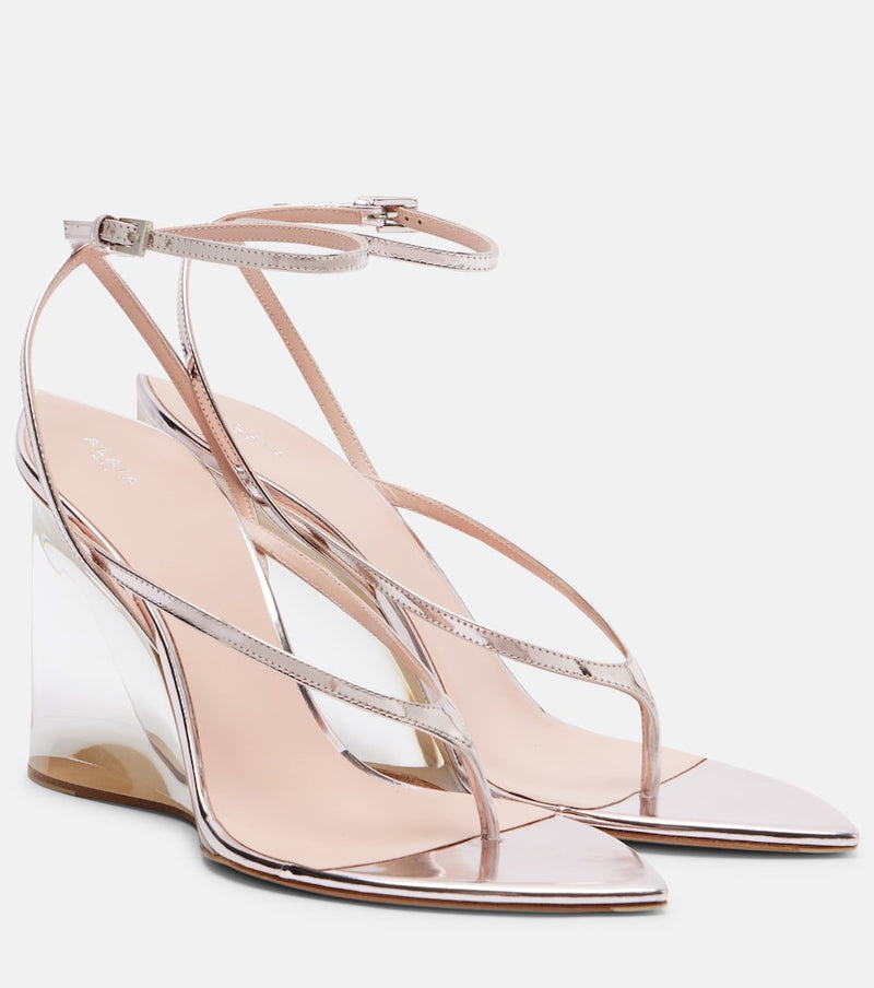 Alaia Invisible leather wedge thong sandals
