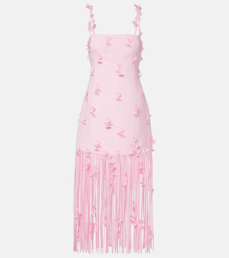 Simkhai Juliana Floral-Applique Linen-Blend Cocktail Dress Pink