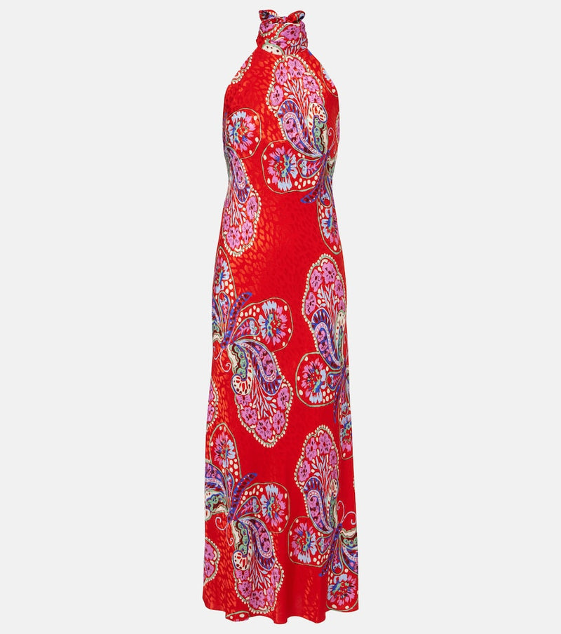 Rixo Maura printed halterneck maxi dress