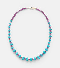 Ileana Makri Beaded necklace with turquoises and rubies