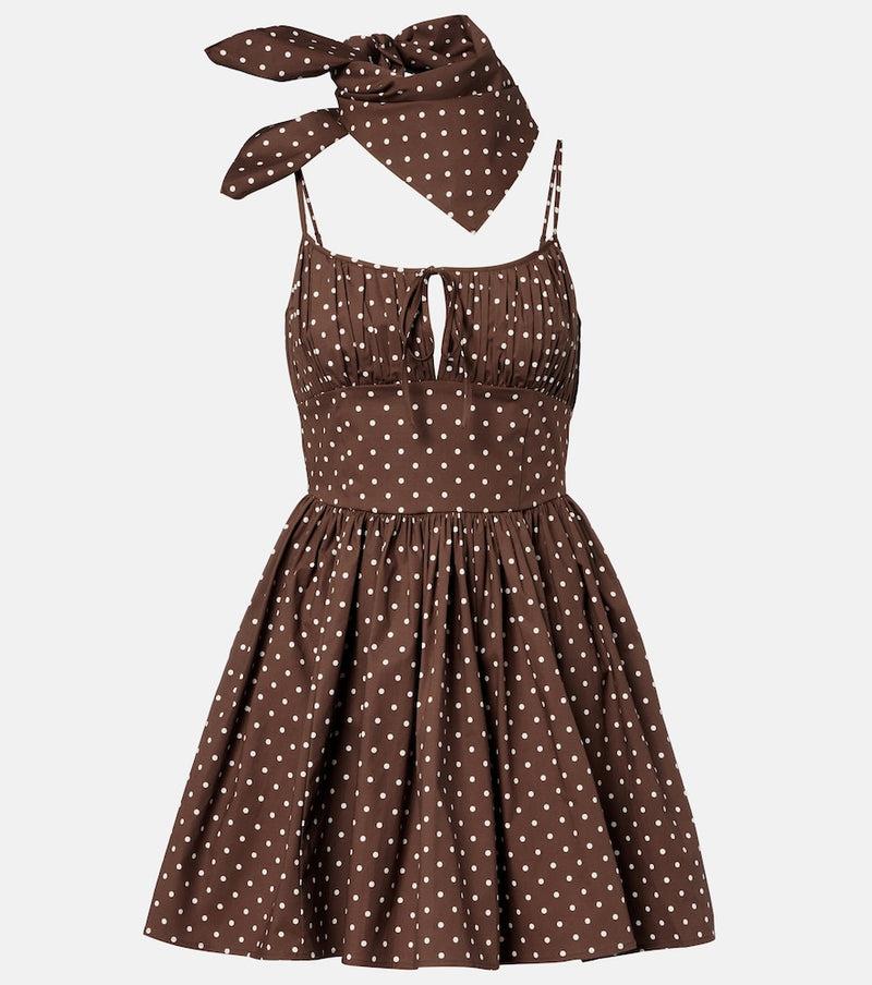 Rotate Polka-dot cotton-blend minidress