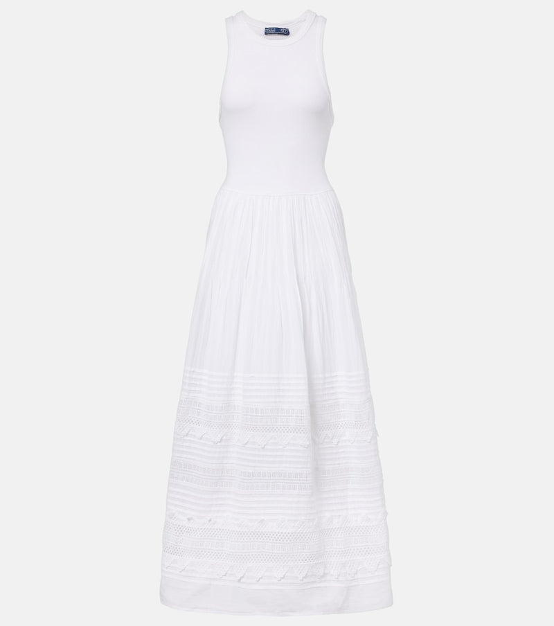 Polo Ralph Lauren Lace-trimmed cotton-blend maxi dress