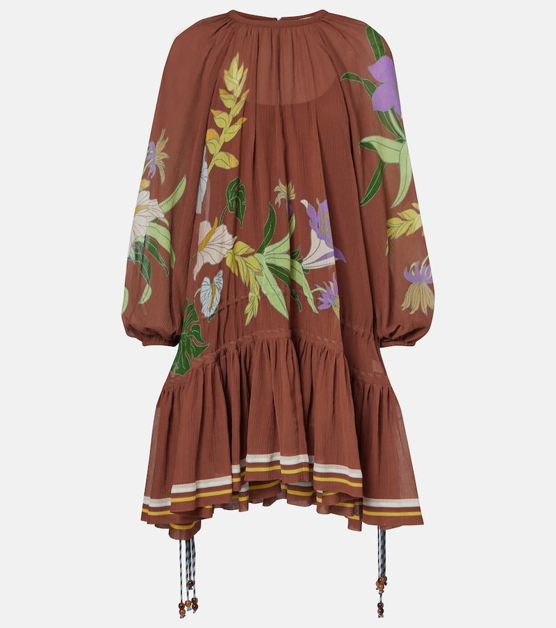 Alemais Alfie gathered cotton and silk minidress