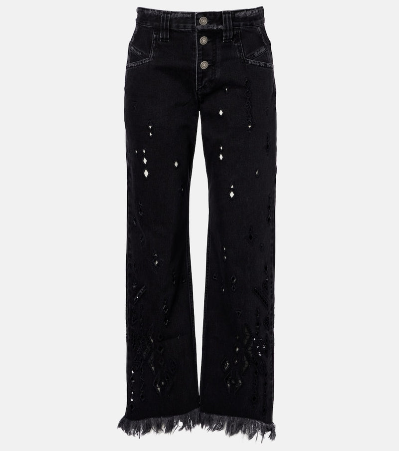 Isabel Marant Amia broderie anglaise flared jeans