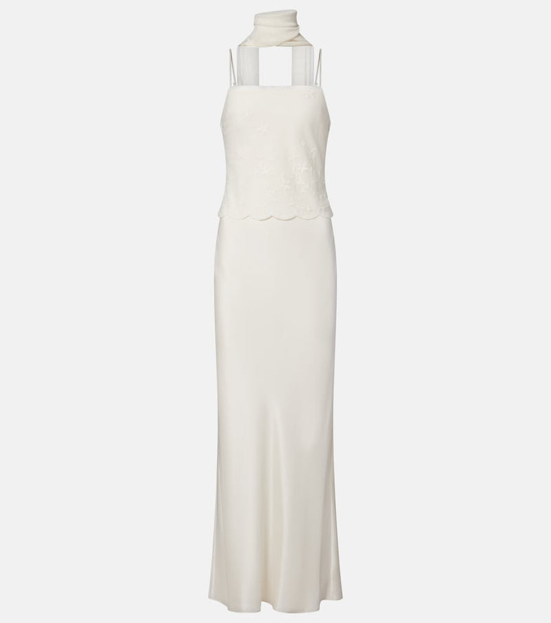 Posse Cove tulle-trimmed silk-blend satin maxi dress