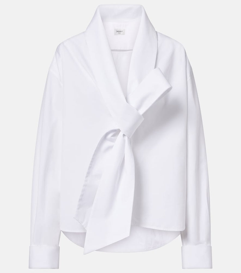 Saint Laurent Bow-detail cotton poplin shirt