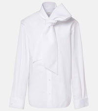 Saint Laurent Tie-neck cotton poplin blouse