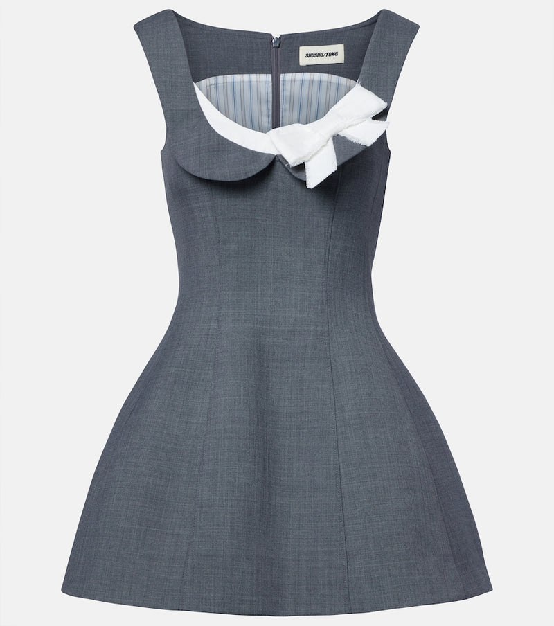 Shushu/Tong Bow-detail twill minidress