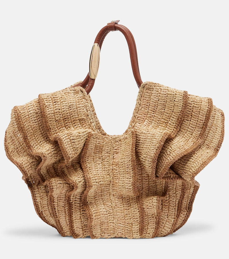 Zimmermann Goldentime Small raffia top-handle bag