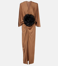 Jacques Wei Floral-applique jersey maxi dress