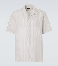 Brioni Striped linen bowling shirt