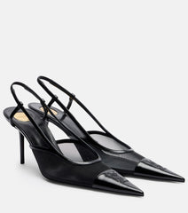Saint Laurent Renee 75 mesh and leather slingback pumps