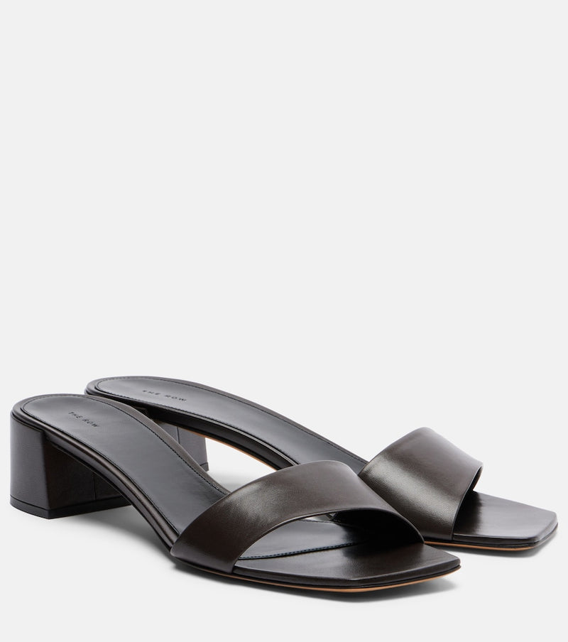 The Row Chocolate leather mules