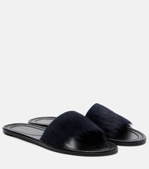 The Row Malick calf hair slides