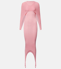 Alaia Asymmetric caped silk-blend midi dress