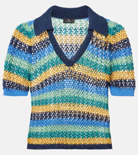 Etro Knitted striped cotton-blend crop top