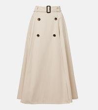 Burberry Belted cotton gabardine midi skirt
