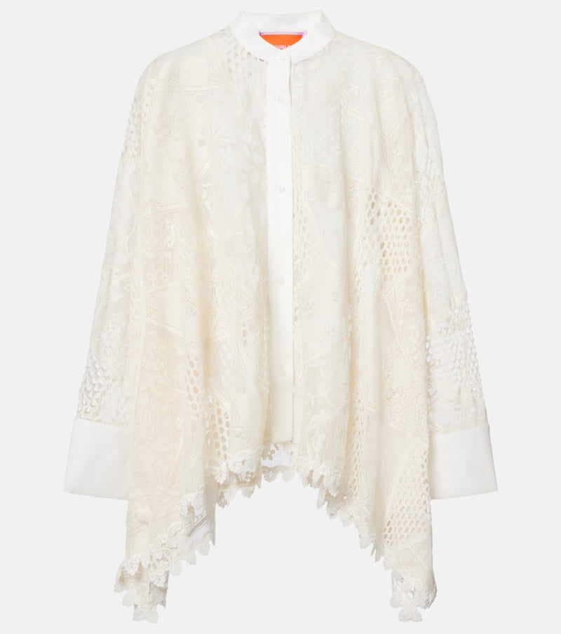 La DoubleJ Foulard cotton-blend lace shirt
