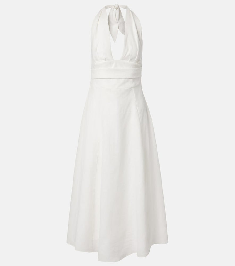 Faithfull Bianca halterneck linen midi dress