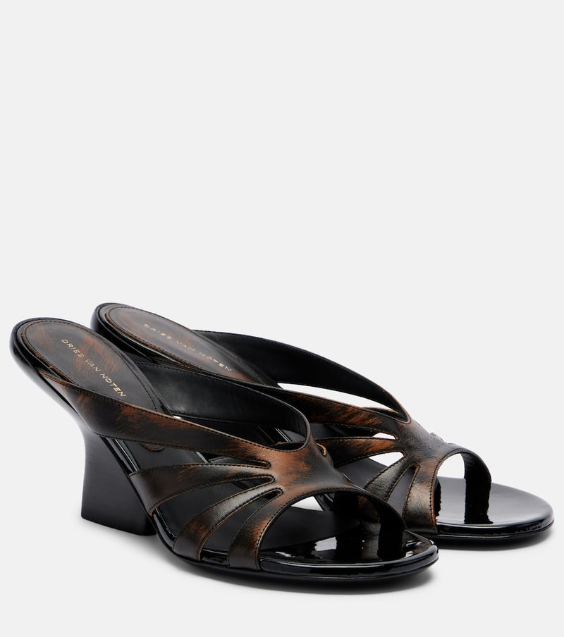 Dries Van Noten Distressed leather mules