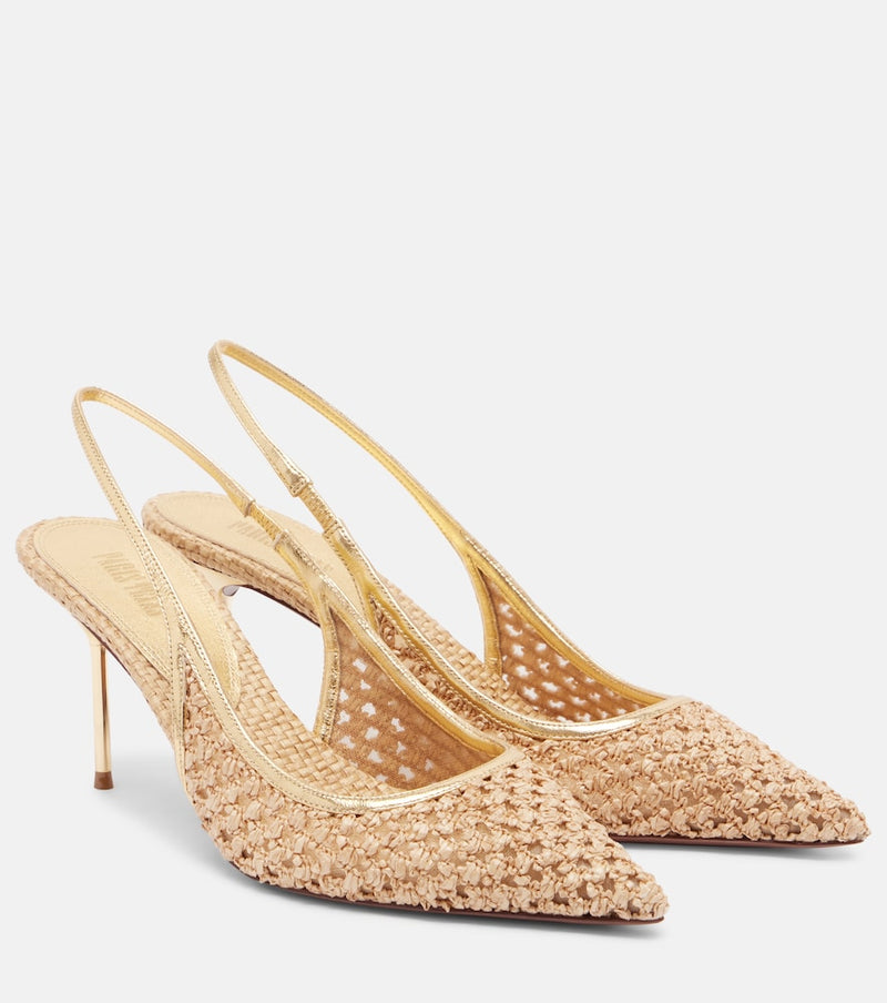 Paris Texas Lidia leather-trimmed slingback pumps
