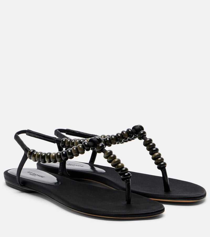 Le Monde Beryl Beaded satin thong sandals
