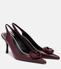 Magda Butrym Floral-applique leather slingback pumps